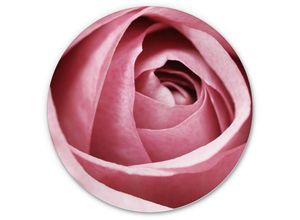 4063129211258 - K&l Wall Art - Alu-Dibond-Poster Rund Metalloptik Wandbild Rosa Rose Fashion Shabby Chic Mädchen Deko ø 20cm - rosa