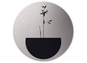 4063129211791 - Alu-Dibond-Poster Rund Metalloptik Wandbild minimalistische Blume abstrakt Silber Kubistika ø 70cm - silber