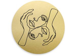 4063129212408 - K&l Wall Art - Alu-Dibond-Poster Rund Metalloptik Wandbild Julie Portrait Linework abstrakt Gold Hariri ø 20cm - gold