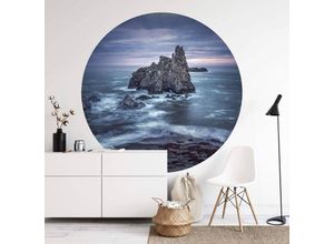 4063129212682 - K&l Wall Art - Runde Fototapete Cuadrado Strand Tapete Ozean Vliestapete Wohnzimmer Wanddeko ø 140cm - blau