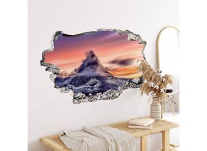 4063129213238 - K&l Wall Art - 3D Wandtattoo Wohnzimmer Berg Panorama Wandsticker Top of the mountain Mauerdurchbruch selbstklebend 60x36cm - bunt