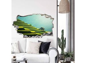 4063129213450 - K&l Wall Art - 3D Wandtattoo Wohnzimmer Weltreise Indonesien grüne Reisterrassen Asien Mauerdurchbruch selbstklebend 120x73cm - bunt