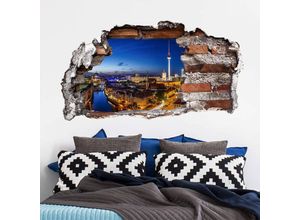 4063129213726 - K&l Wall Art - 3D Wandtattoo Wohnzimmer Stadt Fotografie Heimat Liebe Berlin Panorama Mauerdurchbruch selbstklebend 60x32cm - bunt