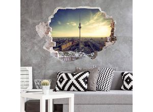 4063129213788 - K&l Wall Art - 3D Wandtattoo Wohnzimmer Stadt Fotografie Heimat Liebe Berliner Fernsehturm Mauerdurchbruch selbstklebend 60x41cm - bunt