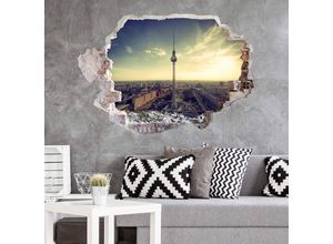 4063129213795 - K&l Wall Art - 3D Wandtattoo Wohnzimmer Stadt Fotografie Heimat Liebe Berliner Fernsehturm Mauerdurchbruch selbstklebend 80x59cm - bunt