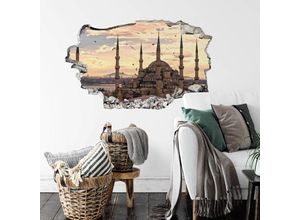 4063129213856 - K&l Wall Art - 3D Wandtattoo Wohnzimmer islamische Bilder Wandsticker Blaue Moschee in Istanbul Mauerdurchbruch selbstklebend 40x24cm - beige