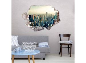 4063129214747 - K&l Wall Art - 3D Wandtattoo Wohnzimmer Skyline Fotografie Stadtreise New York Vintage Wandsticker Mauerdurchbruch selbstklebend 60x41cm - blau