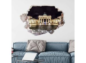 4063129214853 - K&l Wall Art - 3D Wandtattoo Wohnzimmer Stadt Lichter Berlin Brandenburger Tor Fotografie Mauerdurchbruch selbstklebend 60x41cm - bunt