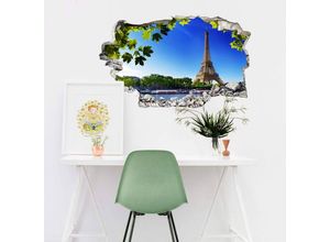 4063129214891 - K&l Wall Art - 3D Wandtattoo Wohnzimmer Städtereise Frankreich Sommer in Paris Wandsticker Mauerdurchbruch selbstklebend 60x36cm - bunt