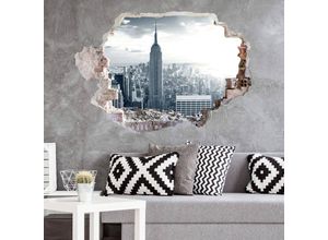 4063129214952 - K&l Wall Art - 3D Wandtattoo Wohnzimmer Nostalgie Fotografie Empire State Building Wandsticker Mauerdurchbruch selbstklebend 120x82cm - grau