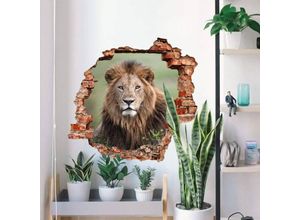 4063129216499 - K&l Wall Art - 3D Wandtattoo Wohnzimmer van Duijn Safari Tier Fotografie Wilder Löwe Afrika Mauerdurchbruch selbstklebend 100x95cm - braun