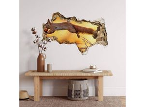 4063129216536 - K&l Wall Art - 3D Wandtattoo Wohnzimmer van Duijn Waldtiere kleines Eichhörnchen im Sprung Mauerdurchbruch selbstklebend 120x73cm - orange