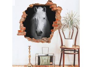 4063129216987 - K&l Wall Art - 3D Wandtattoo Wohnzimmer Märchen Pegasus Einhorn Wandsticker weißes Pferd Mauerdurchbruch selbstklebend 120x114cm - schwarz