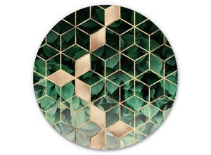 4063129217571 - K&l Wall Art - Alu-Dibond-Poster Rund Metalloptik Wandbild Natur Geometrie Gold Retro Deko Fredriksson ø 30cm - grün