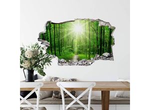 4063129218059 - K&l Wall Art - 3D Wandtattoo Wohnzimmer Bambuswald Wald Spaziergang Wandsticker Sunny Forest Mauerdurchbruch selbstklebend 80x49cm - grün