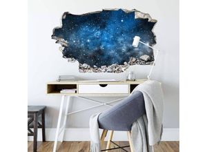 4063129218097 - 3D Wandtattoo Wohnzimmer Nachthimmel Sterne Weltraum Wandsticker Galaxie Mauerdurchbruch selbstklebend 120x73cm - blau