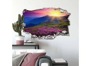 4063129218240 - K&l Wall Art - 3D Wandtattoo Wohnzimmer Badezimmer Feng Shui Deko Sonnenuntergang Berge Mauerdurchbruch selbstklebend 100x61cm - lila