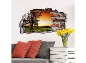 4063129218301 - K&l Wall Art - 3D Wandtattoo Wohnzimmer Badezimmer Feng Shui Deko Sonnenuntergang Hügel Mauerdurchbruch selbstklebend 120x65cm - grün