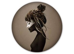 4063129218646 - K&l Wall Art - Alu-Dibond-Poster Rund Metalloptik Wandbild Gothik Lady Surreales Portrait Boho Deko Ireland ø 20cm - schwarz