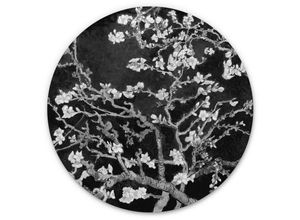 4063129218868 - K&l Wall Art - Alu-Dibond-Poster Rund Metalloptik Wandbild Mandelblüte floral Blume Vintage Deko van Gogh ø 30cm - schwarz