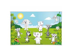 4063129224937 - Wizard Genius - xxl Poster Safari Zoo Tiere zum Ausmalen Dschungel Zebra Affe 175x115cm - grün