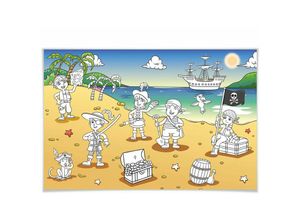 4063129224944 - Wizard Genius - xxl Poster Piraten Schatzinsel Deko Wandschutz zum Ausmalen 175x115cm - beige