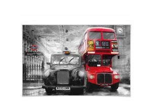 4063129225255 - XXL Poster Taxi London Red Bus Vintage Wandposter Kinderzimmer 175x115cm - bunt