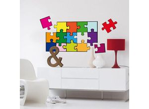 4063129225439 - Wizard Genius - Wandsticker Puzzel bunte Puzzle Klebebilder Kinderzimmer Wandtattoo 85x45cm - bunt