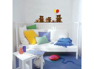 4063129225552 - Wandsticker Teddy Bären Familie Baby Kinderzimmer Wandtattoo 65x30cm - bunt