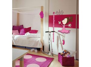 4063129225620 - Wizard Genius - Wandsticker Prinzessin Messlatte für Mädchen Kinderzimmer Wandtattoo 65x100cm - pink