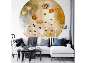 4063129230600 - K&l Wall Art - Runde Fototapete Niksic Kunstdruck Tapete Golden Eye Vliestapete Wandbild ø 284cm - gold