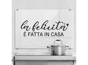 4063129233854 - K&l Wall Art - esg Glasbild Spritzschutz Küche Schriftzug La felicità è fatta in casa Transparent 80x60cm - schwarz