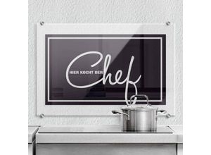 4063129233977 - K&l Wall Art - esg Glasbild Spritzschutz Küche Schriftzug Hier kocht der Chef Geschenk Chefkoch 100x70cm - schwarz