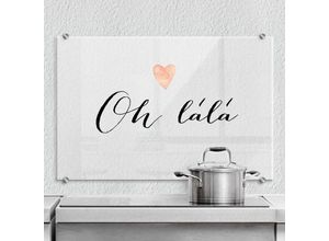 4063129234295 - K&l Wall Art - esg Glasbild Spritzschutz Küche Schriftzug Transparent Confetti & Cream Oh lálá 100x70cm - Rot