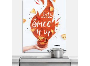 4063129234356 - K&l Wall Art - esg Glasbild Spritzschutz Küche Schriftzug Belenko Taccos Chili Spice it up 40x60cm - orange