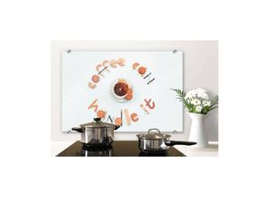 4063129234394 - K&l Wall Art - esg Glasbild Spritzschutz Küche Kaffee Schriftzug Belenko coffee can handle 80x60cm - weiß