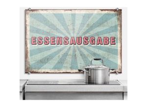 4063129234448 - K&l Wall Art - esg Glasbild Spritzschutz Küche Retro Schriftzug Essensausgabe Vintage Nostalgie 100x70cm - bunt