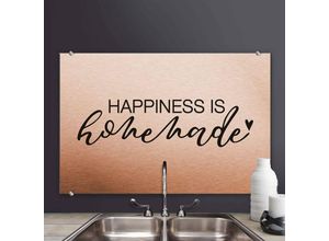 4063129234554 - KupferMetalloptik Spritzschutz Küche Schriftzug Happiness homemade Spruch Herz 100x70cm - Rot