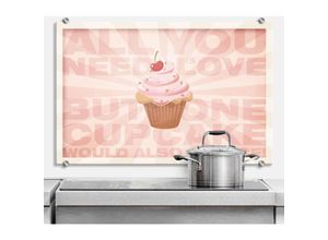 4063129234745 - K&l Wall Art - esg Glasbild Spritzschutz Küche Rosa Muffin Schriftzug You Need Love Cupcake 60x40cm - rosa