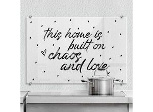 4063129234844 - K&l Wall Art - esg Glasbild Spritzschutz Herd Küchenrückwand Schriftzug Transparent Chaos Love 100x70cm - schwarz