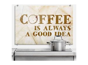 4063129234936 - K&l Wall Art - esg Glasbild Spritzschutz Herd Küchenrückwand Coffee is a good idea 80x60cm - braun