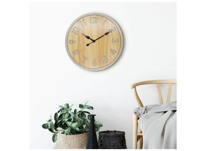 4063129235049 - K&l Wall Art - 50cm Große Vintage Wanduhr xxl mdf Holz Betonoptik lautloses Uhrwerk ohne Ticken - Braun