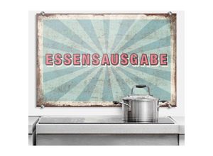 4063129235162 - K&l Wall Art - esg Glasbild Spritzschutz Küche Retro Schriftzug Essensausgabe Vintage Nostalgie 80x60cm - bunt