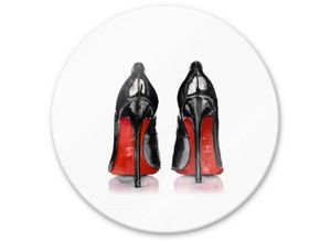 4063129237470 - K&l Wall Art - bedrucktes Sicherheitsglas Wandbild Rund Glasbild Fashion Kunst Pumps High Heels ø 50cm - weiß