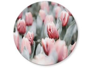 4063129237722 - K&l Wall Art - bedrucktes Sicherheitsglas Wandbild Rund Glasbild Blumen Annie Frühling Tulpen ø 50cm - rot