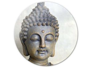 4063129243471 - K&l Wall Art - bedrucktes Sicherheitsglas Wandbild Rund Glasbild Buddha Feng Shui Meditation Deko ø 50cm - grau