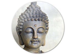 4063129243488 - K&l Wall Art - bedrucktes Sicherheitsglas Wandbild Rund Glasbild Buddha Feng Shui Meditation Deko ø 70cm - grau