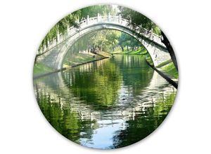 4063129243600 - K&l Wall Art - bedrucktes Sicherheitsglas Wandbild Rund Glasbild Park Brücke Wald am Fluss ø 70cm - grün 4063129243600 - K&l Wall Art - bedrucktes Sicherheitsglas Wandbild Rund Glasbild Park Brücke Wald am Fluss ø 70cm - grün