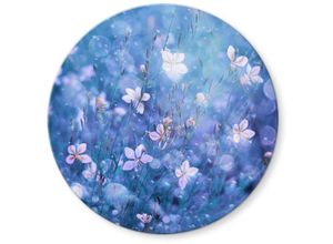 4063129245888 - K&l Wall Art - bedrucktes Sicherheitsglas Wandbild Rund Glasbild floral Blumen Devos Blütenzauber ø 50cm - lila