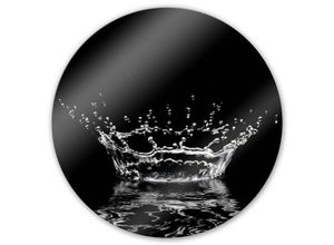 4063129248254 - K&l Wall Art - bedrucktes Sicherheitsglas Wandbild Rund Glasbild Wassertropfen Badezimmer Fotografie ø 50cm - schwarz